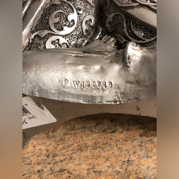 Silver Owls On Log with Red Gems Home Decor Figurine Statue 6" - Picture 8 of 9